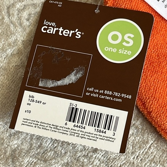 Brand New Set of 2 Carter’s Cloth Baby Bibs Orange Halloween Tiger Jungle Animal - Picture 6 of 14